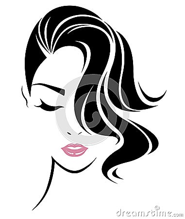 Women short hair style icon, logo women face Vector Illustration