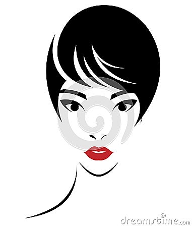 Women short hair style icon, logo women face on white background Vector Illustration