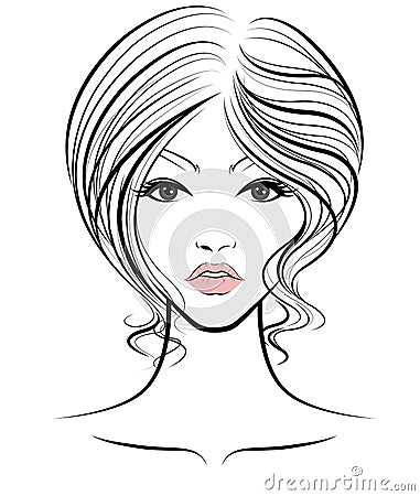 Women short hair style icon, logo women face on white background Vector Illustration