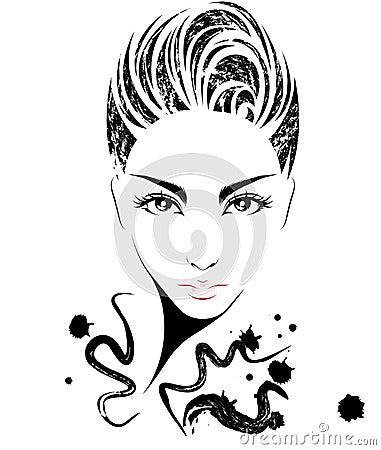 Women short hair style icon, logo women on white background Vector Illustration