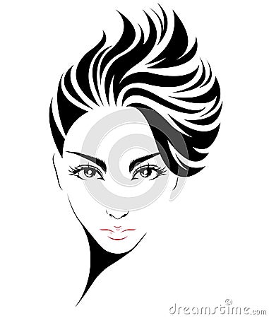 Women short hair style icon, logo women on white background Vector Illustration