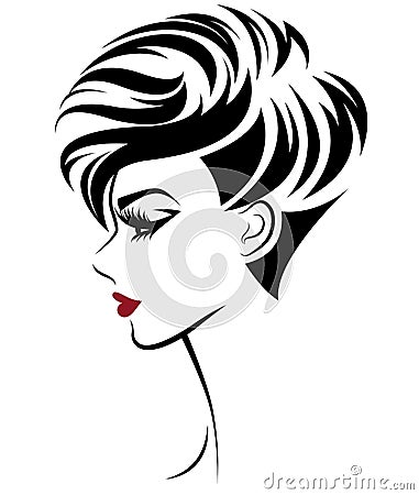 Women short hair style icon, logo women on white background Vector Illustration