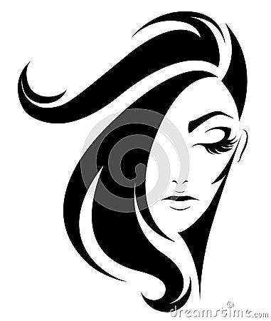 Women short hair style icon, logo women on white background Vector Illustration