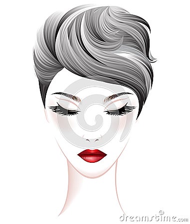 Women short hair style and make up face on white background, Vector Illustration