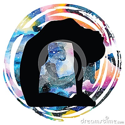 Women silhouette. Camel yoga pose. Ustrasana. Vector Illustration