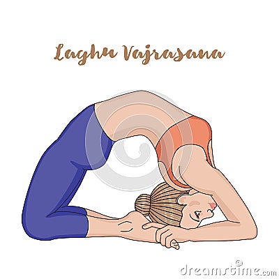 Women silhouette. Little Thunderbolt yoga pose. Laghu Vajrasana Vector Illustration