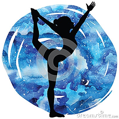 Women silhouette. Lord of the dance yoga pose. Natarajasana Vector Illustration