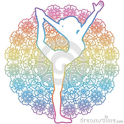 Women silhouette. Lord of the dance yoga pose. Natarajasana Vector Illustration