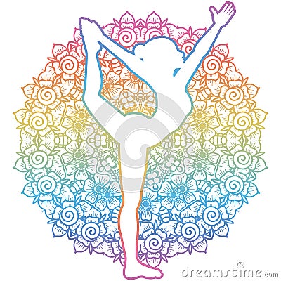 Women silhouette. Lord of the dance yoga pose. Natarajasana Vector Illustration