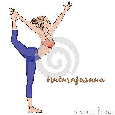 Women silhouette. Lord of the dance yoga pose. Natarajasana. Vector Illustration
