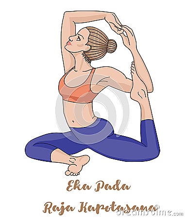 Women silhouette. Mermaid yoga pose. Eka pada raja kapotasana. Vector Illustration