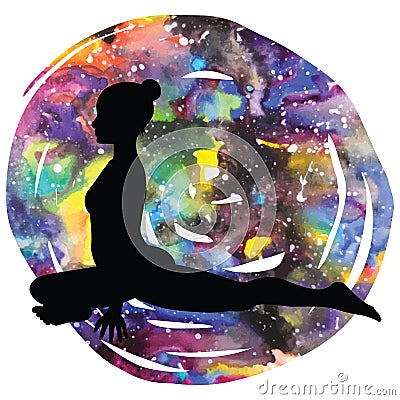 Women silhouette. Pigeon Yoga Pose. Kapotasana Vector Illustration