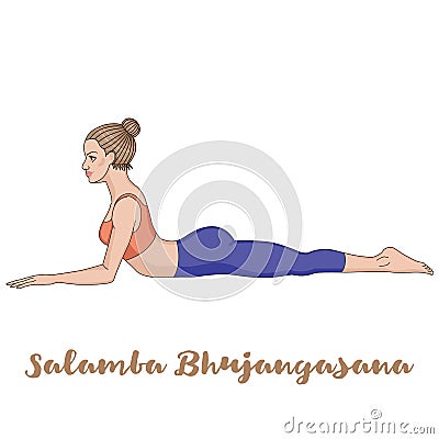 Women silhouette. Sphinx yoga Pose. Salamba Bhujangasana. Vector Illustration