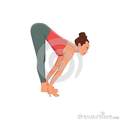 Woman doing Ardha uttanasana yoga pose Vector Illustration