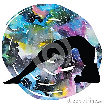 Women silhouette. Upward Facing Two-Foot Staff Yoga Pose. Dwi Pada Viparita Dandasana Vector Illustration