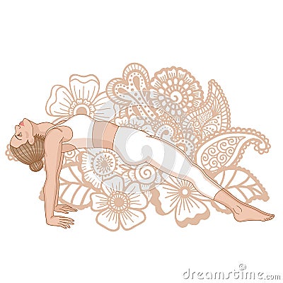 Women silhouette. Upward Plank Pose. Purvottanasana. Vector Illustration