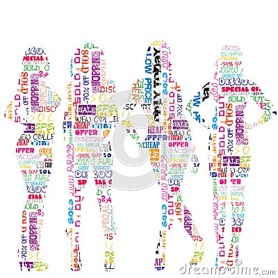 Women silhouettes patterned in advertisement template Stock Photo