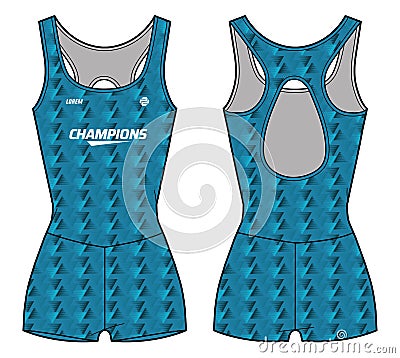 Women sports sleeveless Bodysuit shorts pants active wear design flat sketch fashion Illustration, Unitard catsuit suitable for Vector Illustration