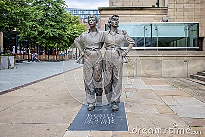 Women of Steel sculpture outside Sheffield City Hall in Sheffield, South Yorkshire, UK Editorial Stock Photo