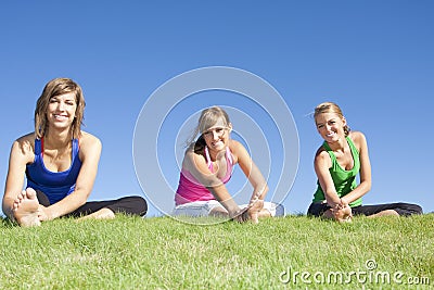 Women stretching before exercise Stock Photo