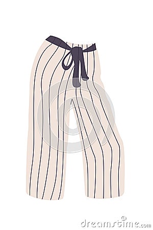 Women summer wide striped pants with a bow belt Vector Illustration