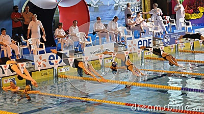 Women swimmers diving Editorial Stock Photo