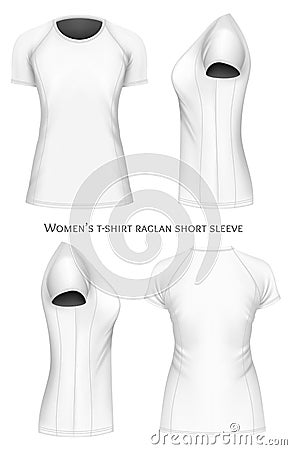 Women t-shirt raglan short sleeve. Vector Illustration