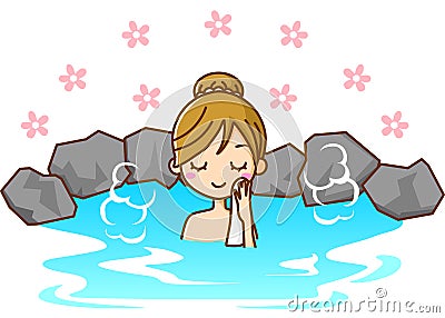 Women take a bath Cartoon Illustration
