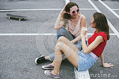 Women talking together happy time Stock Photo