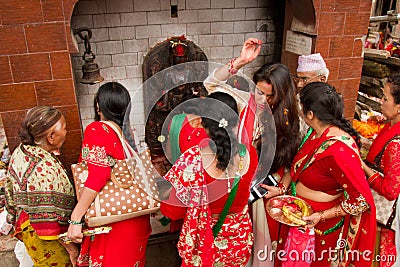 Women of Teej festival, Durbar Square, Kathmandu, Nepal Editorial Stock Photo