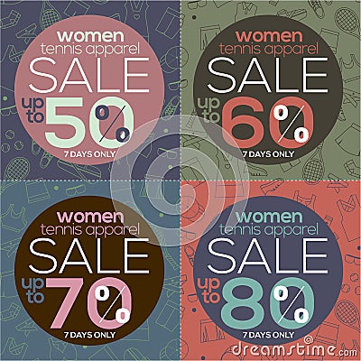 Women Tennis Apparel Sale. Vector Illustration