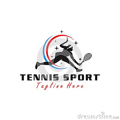 women tennis sport vector illustration logo Vector Illustration