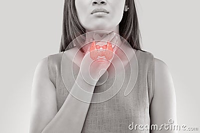 Women thyroid gland control. Stock Photo