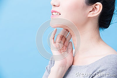 Women with thyroid gland problem Stock Photo