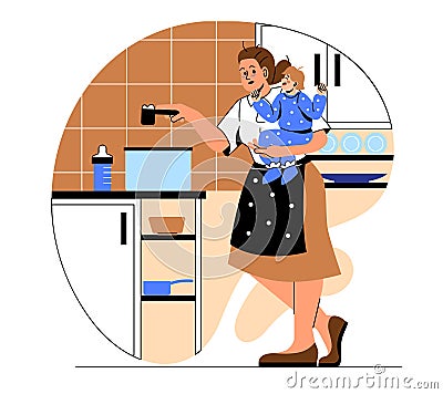 Women tired from housework Vector Illustration