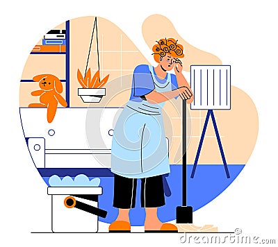 Women tired from housework Vector Illustration