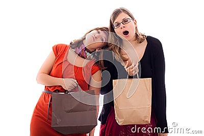 Women tired of shopping Stock Photo