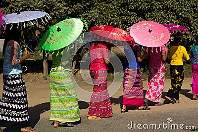 Women and umbrellas Editorial Stock Photo