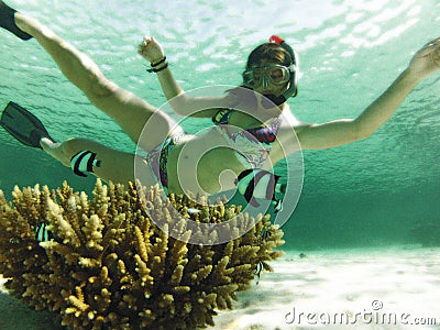 Women underwater Stock Photo