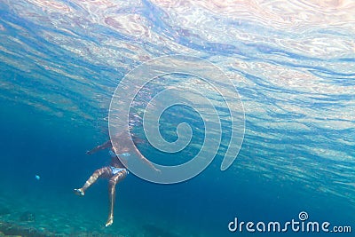 Women underwater in Aegean Sea Stock Photo