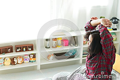 Women wake up late in the morning. Editorial Stock Photo