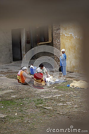 Women washing their clothes in El Jadida, Morocco Editorial Stock Photo