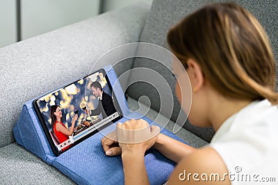 Women Watching Soap Opera TV Series Stock Photo