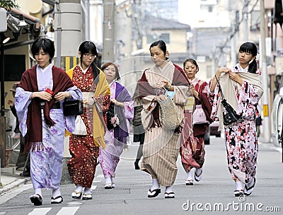 Women wearing Japanese kimono Editorial Stock Photo