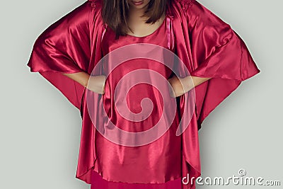 Women wearing red nightgown Stock Photo