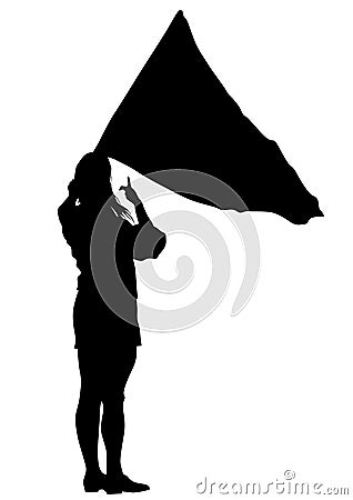Women whit flag three Vector Illustration