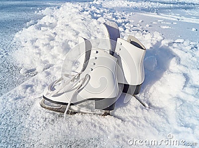 Women white skates. Stock Photo