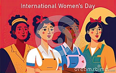 Women in the Workforce: International Women's Day Banner Showcasing Women in Various Careers Stock Photo