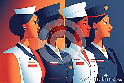 Women in the Workforce: International Women's Day Banner Showcasing Women in Various Careers Stock Photo