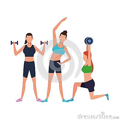 Women working out Vector Illustration